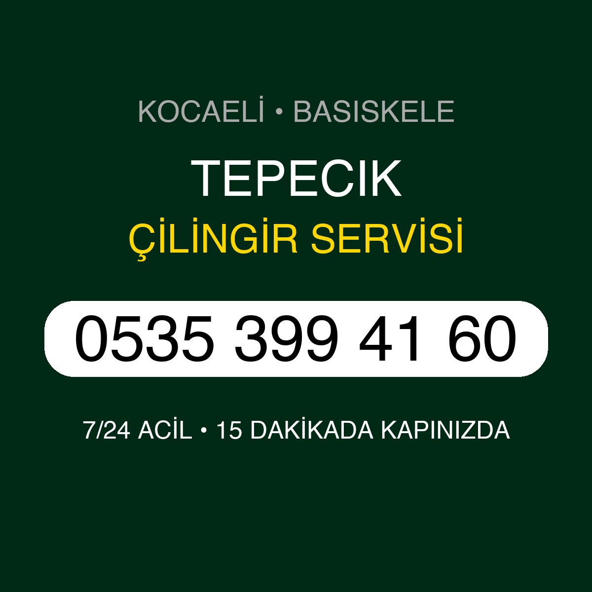 TEPECIK Çilingir 7/24 | 0535 399 41 60