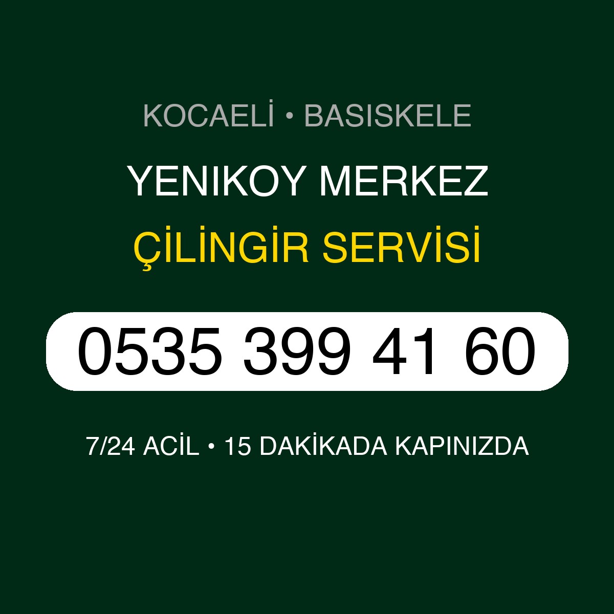 YENIKOY MERKEZ Çilingir 7/24 | 0535 399 41 60