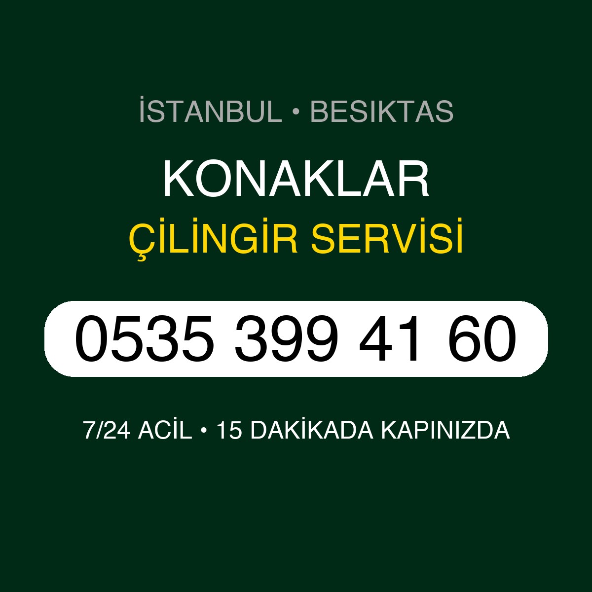KONAKLAR Çilingir 7/24 | 0535 399 41 60