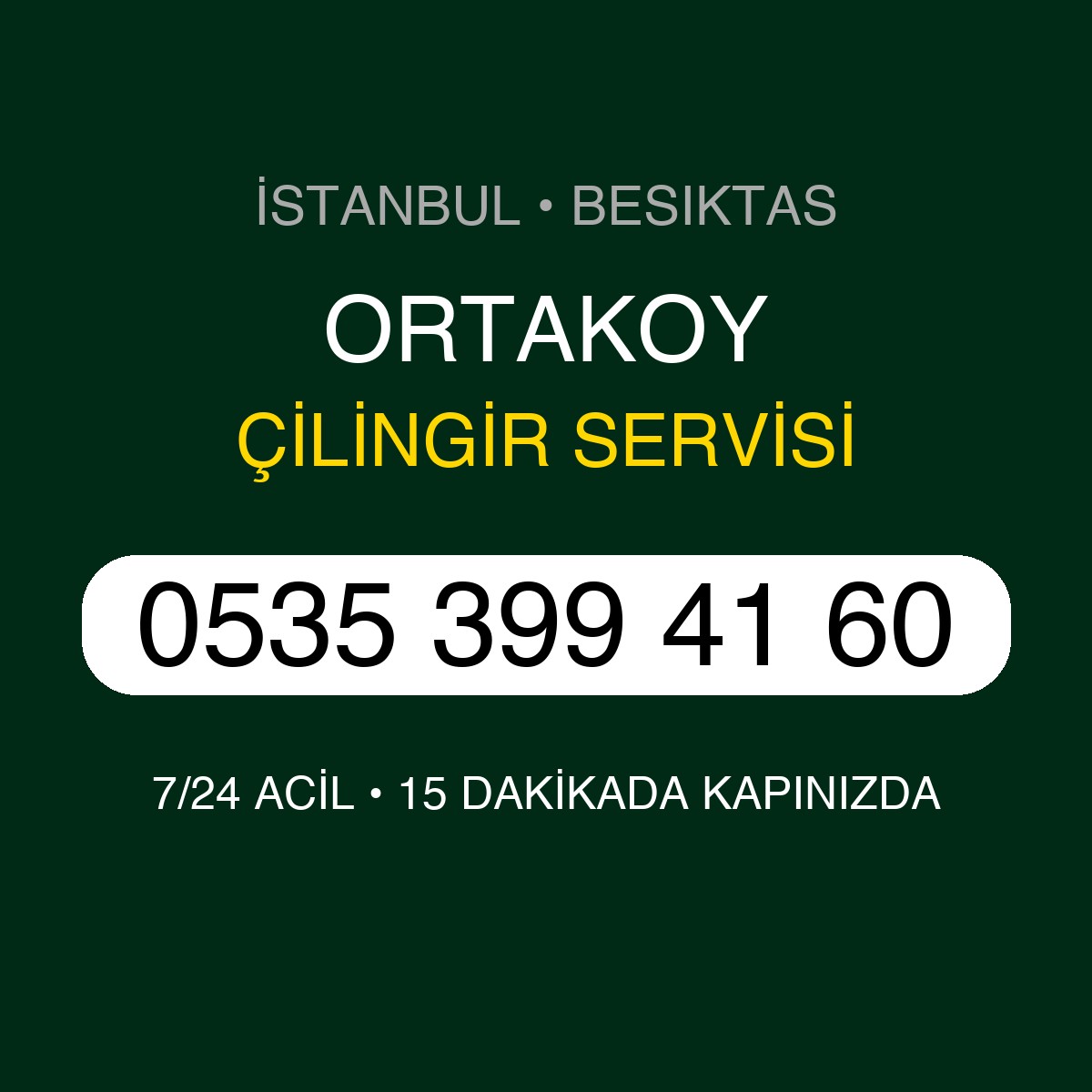 ORTAKOY Çilingir 7/24 | 0535 399 41 60
