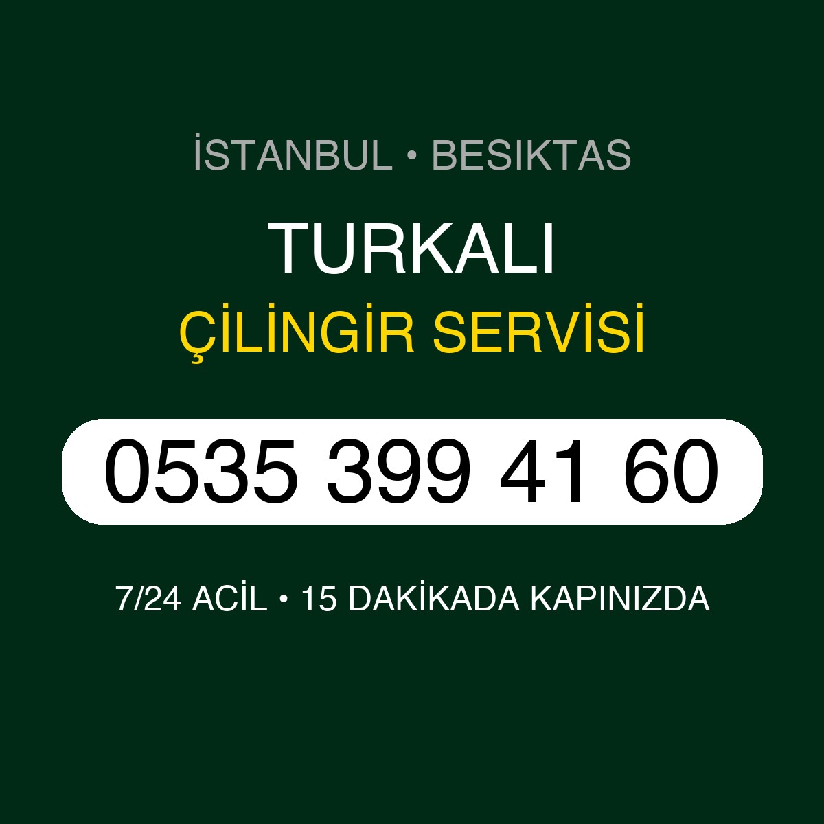 TURKALI Çilingir 7/24 | 0535 399 41 60