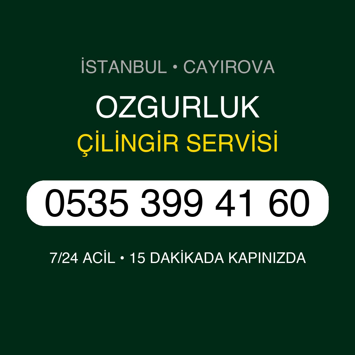OZGURLUK Çilingir 7/24 | 0535 399 41 60