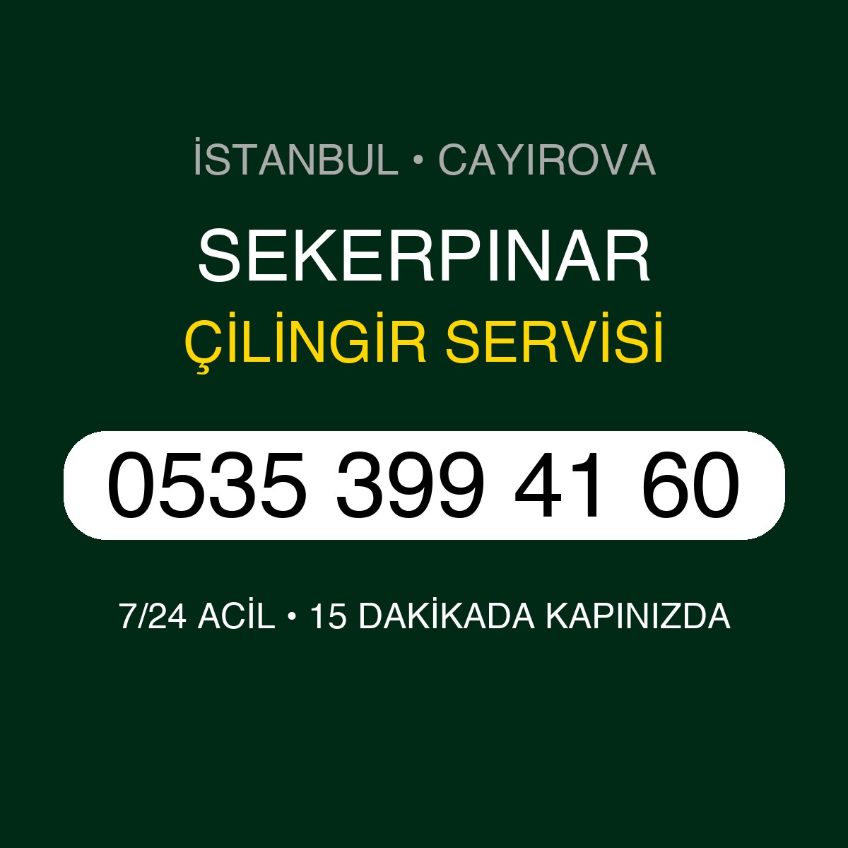 SEKERPINAR Çilingir 7/24 | 0535 399 41 60