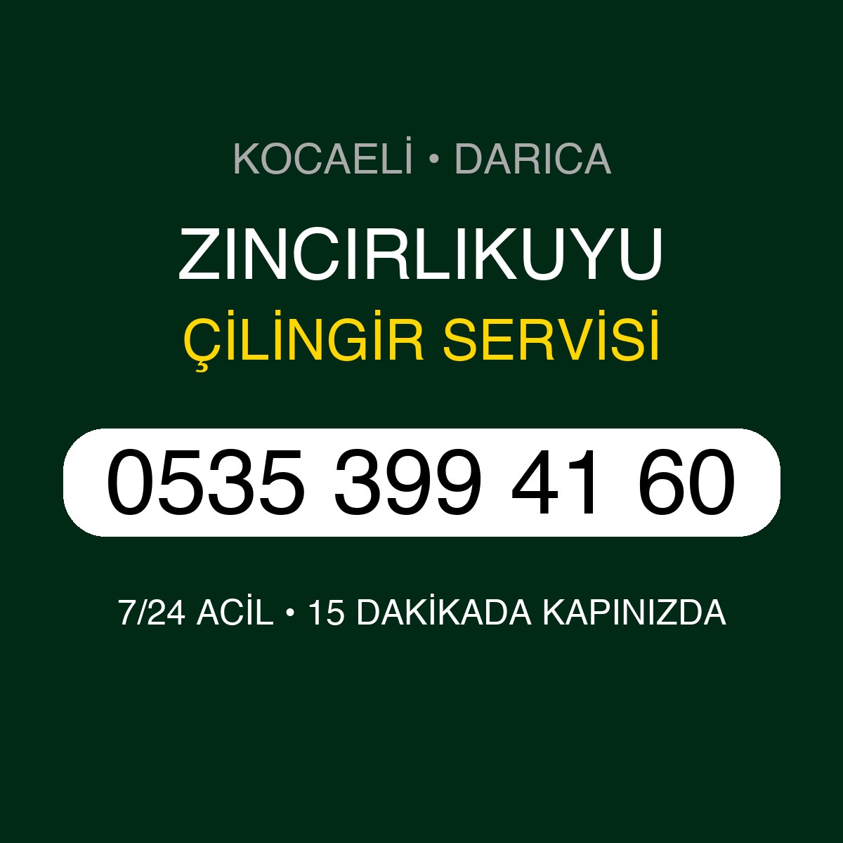 ZINCIRLIKUYU Çilingir 7/24 | 0535 399 41 60