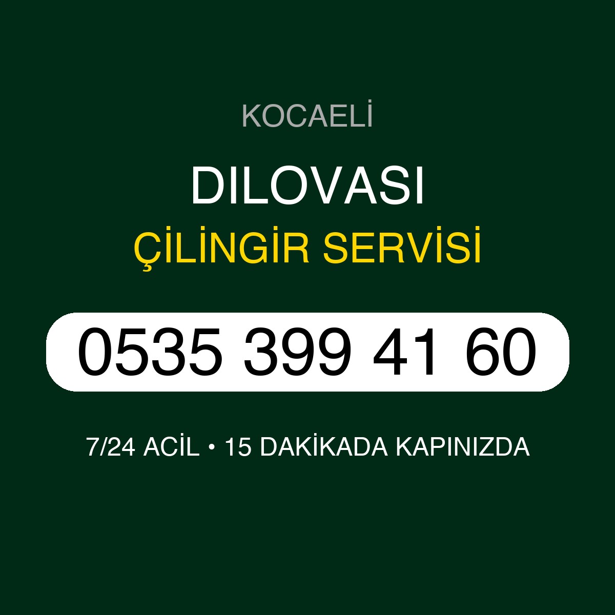 DILOVASI Çilingir 7/24 | 0535 399 41 60