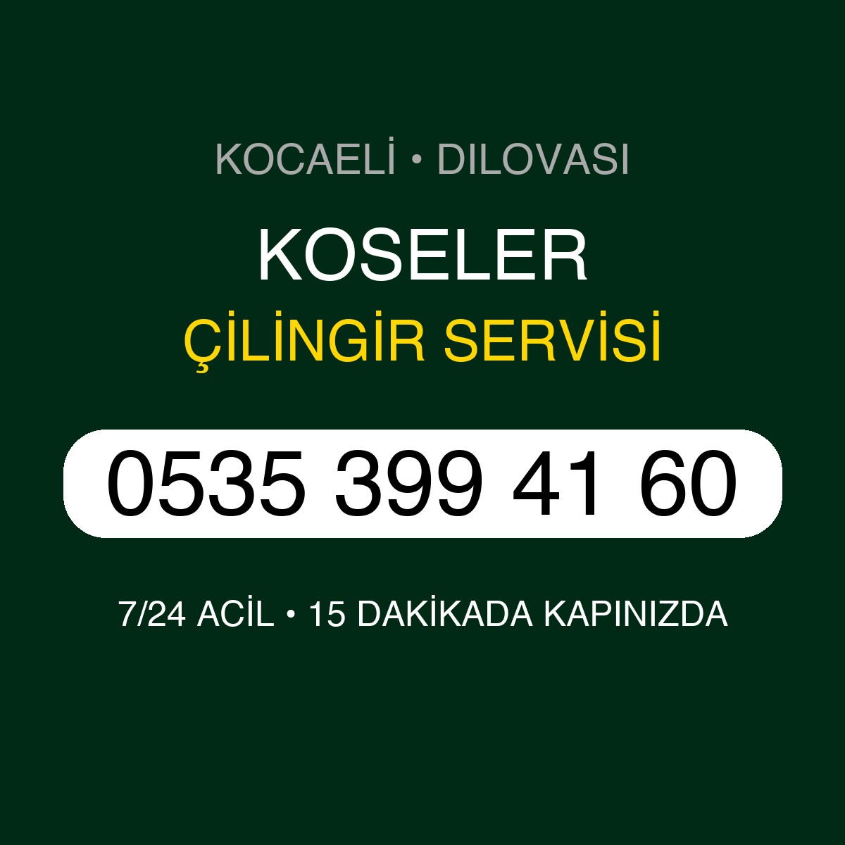 KOSELER Çilingir 7/24 | 0535 399 41 60