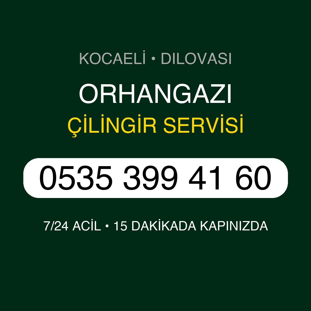 ORHANGAZI Çilingir 7/24 | 0535 399 41 60