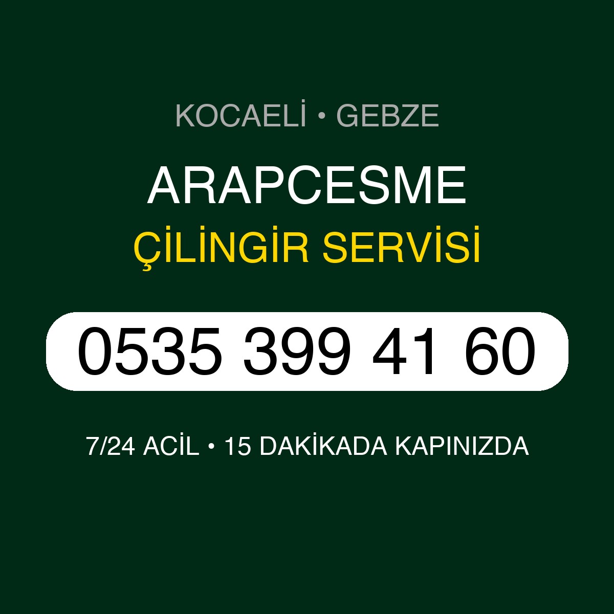 ARAPCESME Çilingir 7/24 | 0535 399 41 60