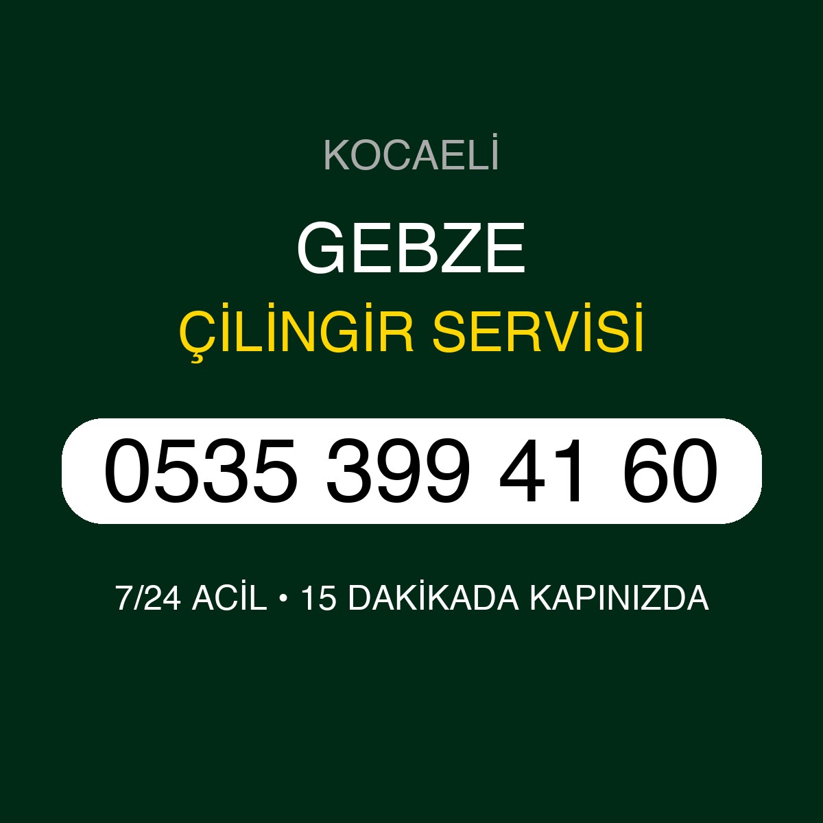 GEBZE Çilingir 7/24 | 0535 399 41 60