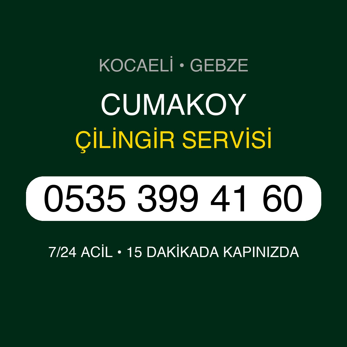 CUMAKOY Çilingir 7/24 | 0535 399 41 60