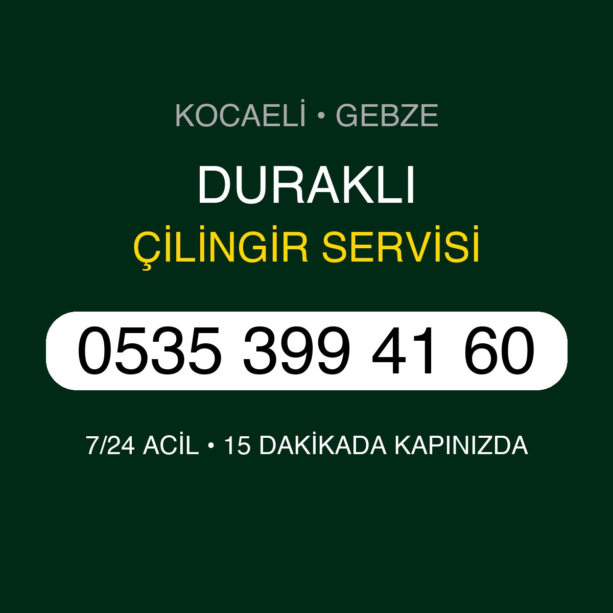 DURAKLI Çilingir 7/24 | 0535 399 41 60