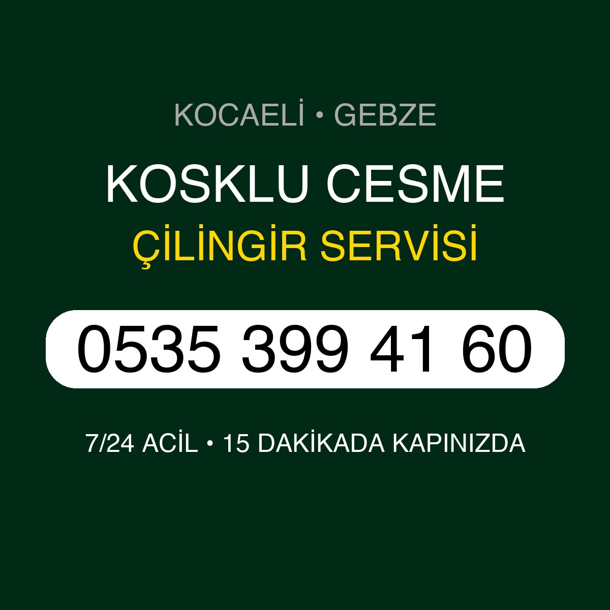 KOSKLU CESME Çilingir 7/24 | 0535 399 41 60