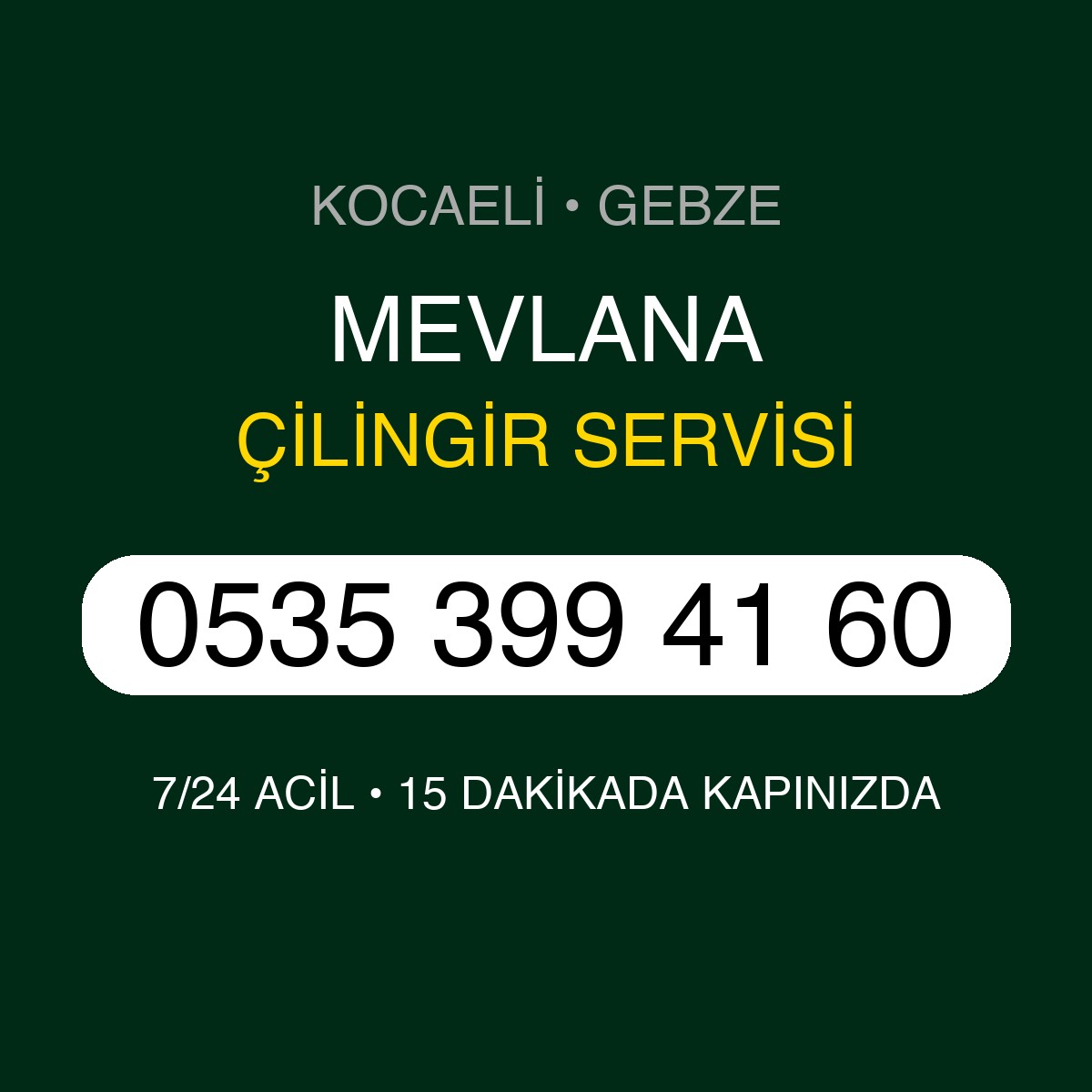 MEVLANA Çilingir 7/24 | 0535 399 41 60
