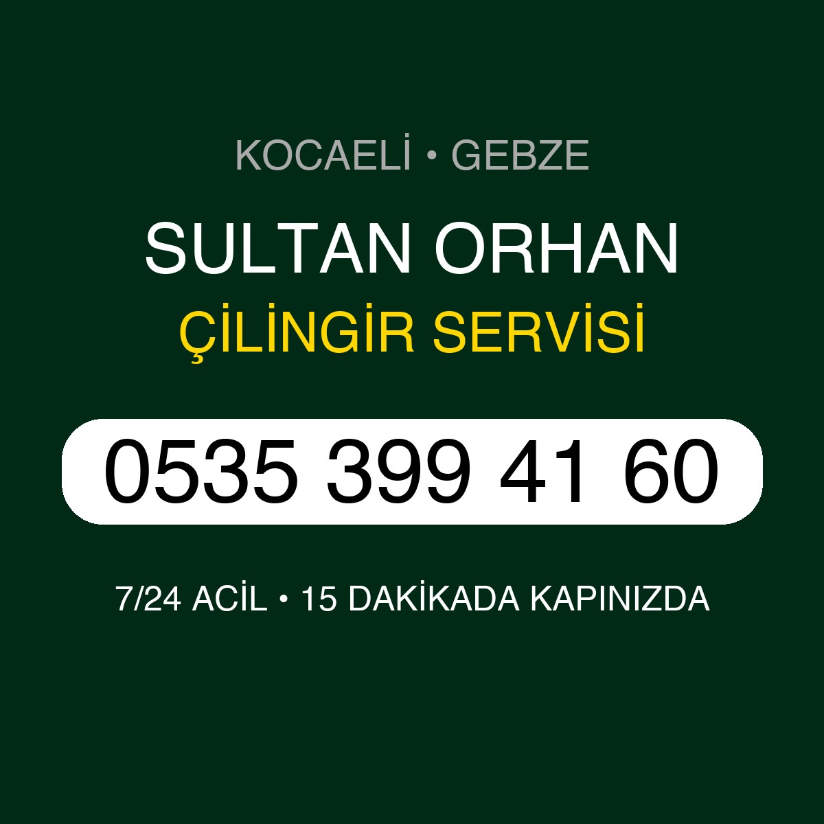 SULTAN ORHAN Çilingir 7/24 | 0535 399 41 60