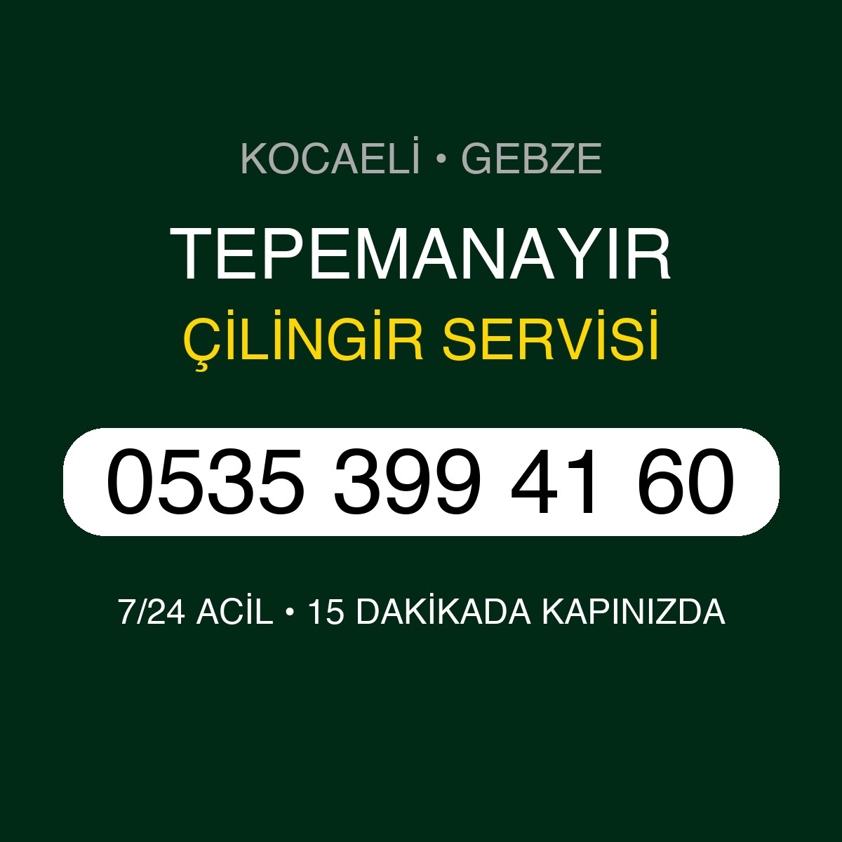 TEPEMANAYIR Çilingir 7/24 | 0535 399 41 60