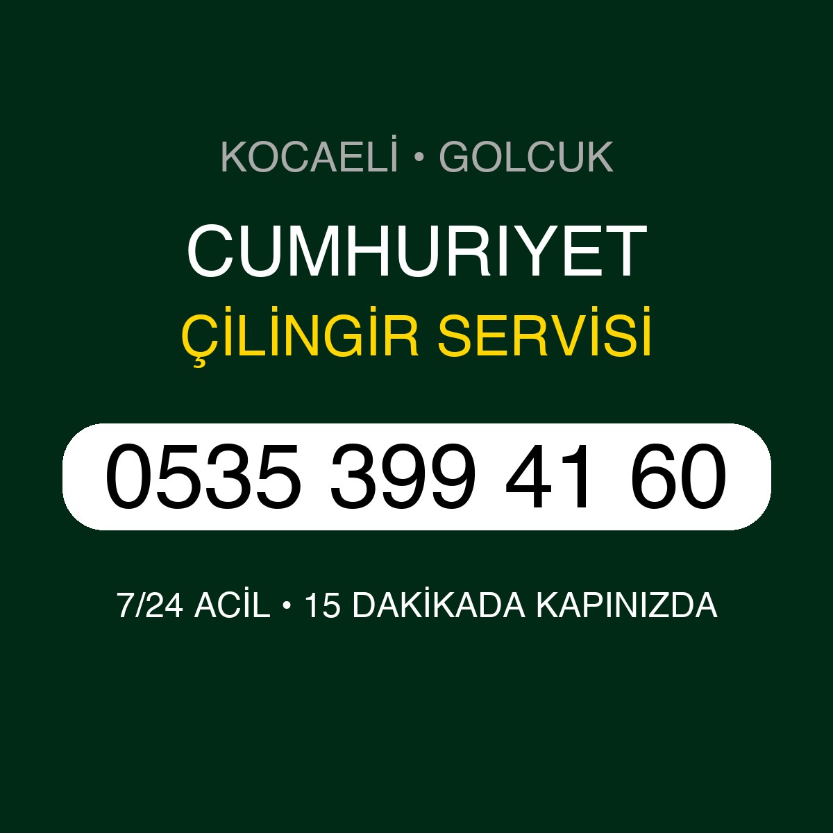 CUMHURIYET Çilingir 7/24 | 0535 399 41 60