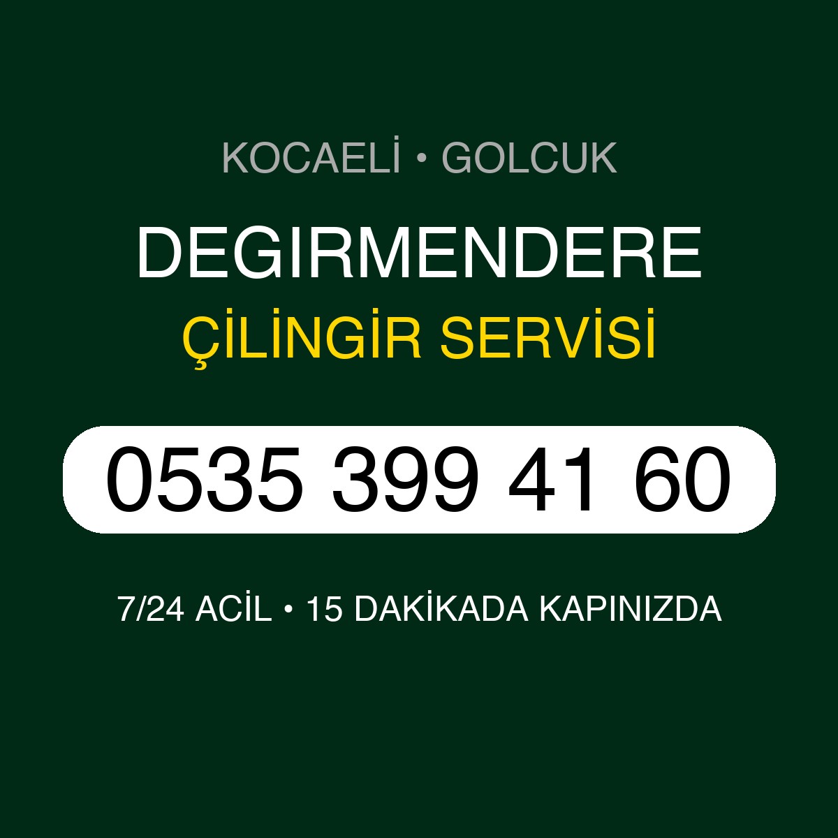 DEGIRMENDERE Çilingir 7/24 | 0535 399 41 60