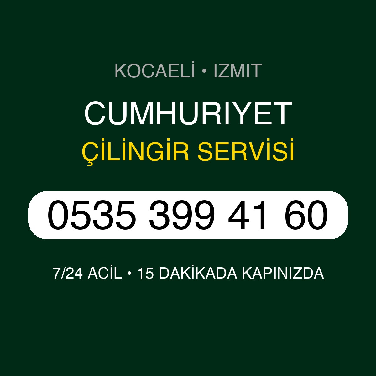 CUMHURIYET Çilingir 7/24 | 0535 399 41 60