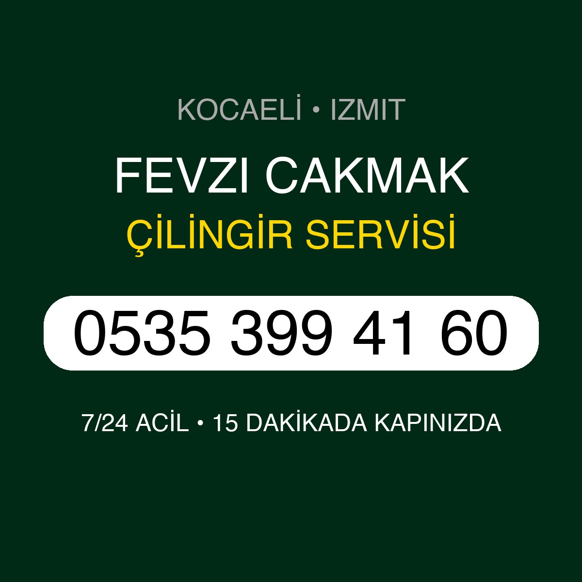 FEVZI CAKMAK Çilingir 7/24 | 0535 399 41 60