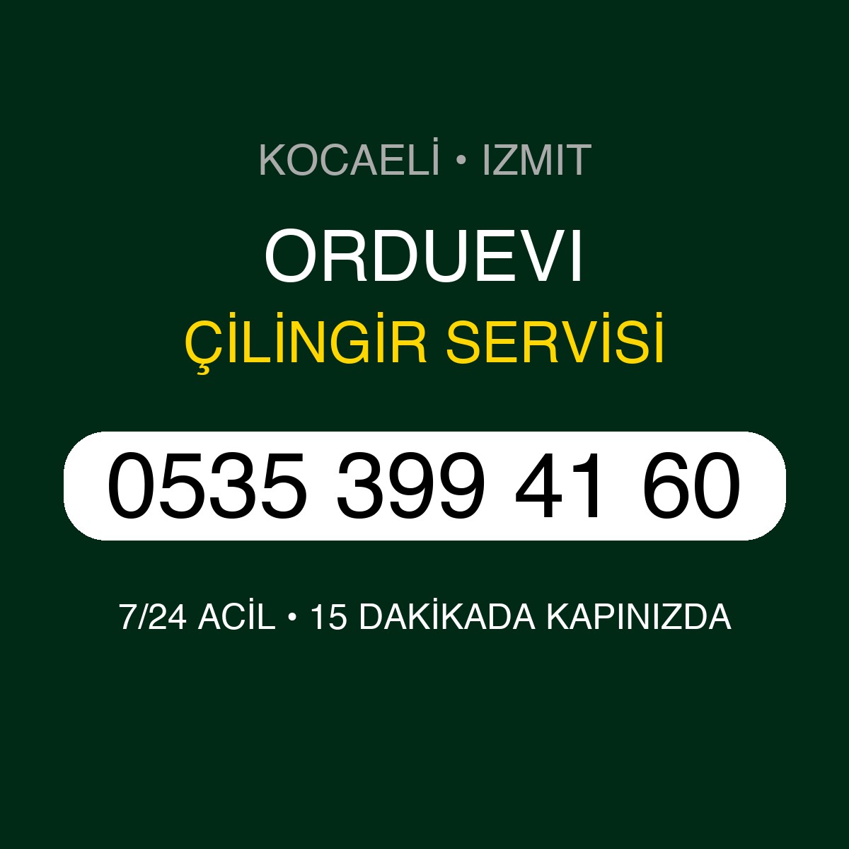 ORDUEVI Çilingir 7/24 | 0535 399 41 60