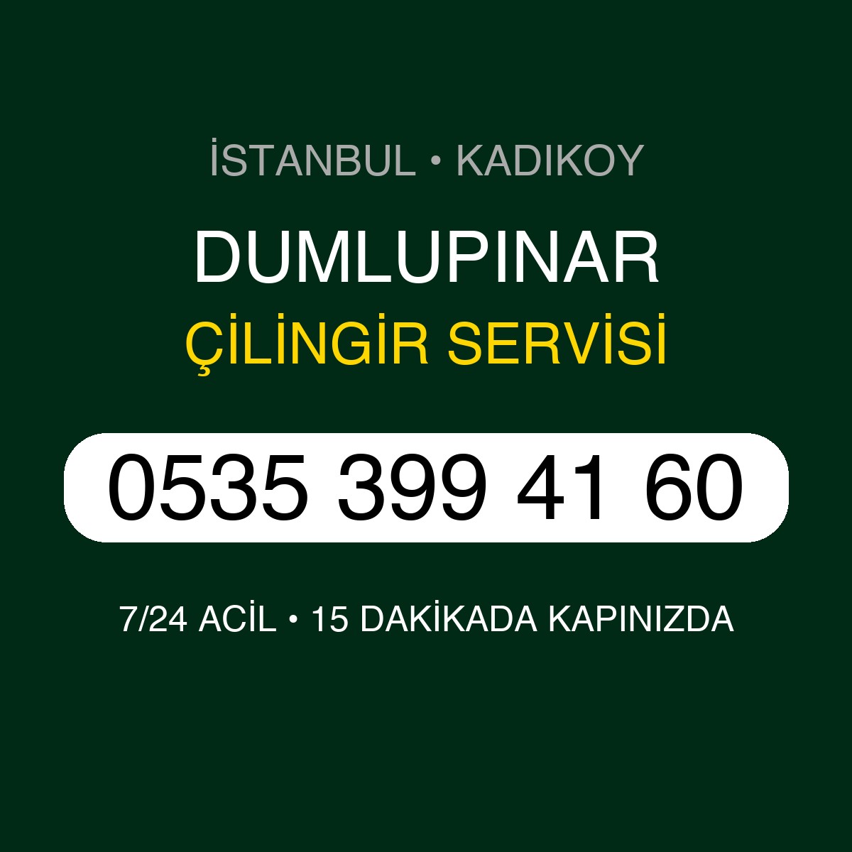 DUMLUPINAR Çilingir 7/24 | 0535 399 41 60