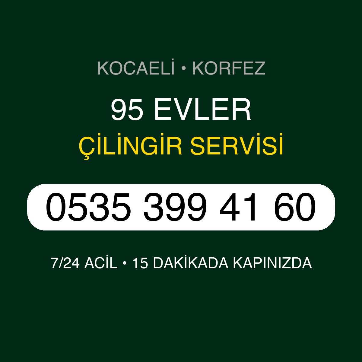95 EVLER Çilingir 7/24 | 0535 399 41 60