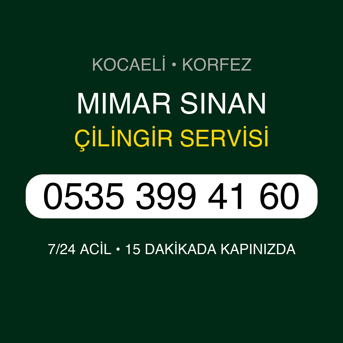 MIMAR SINAN Çilingir 7/24 | 0535 399 41 60