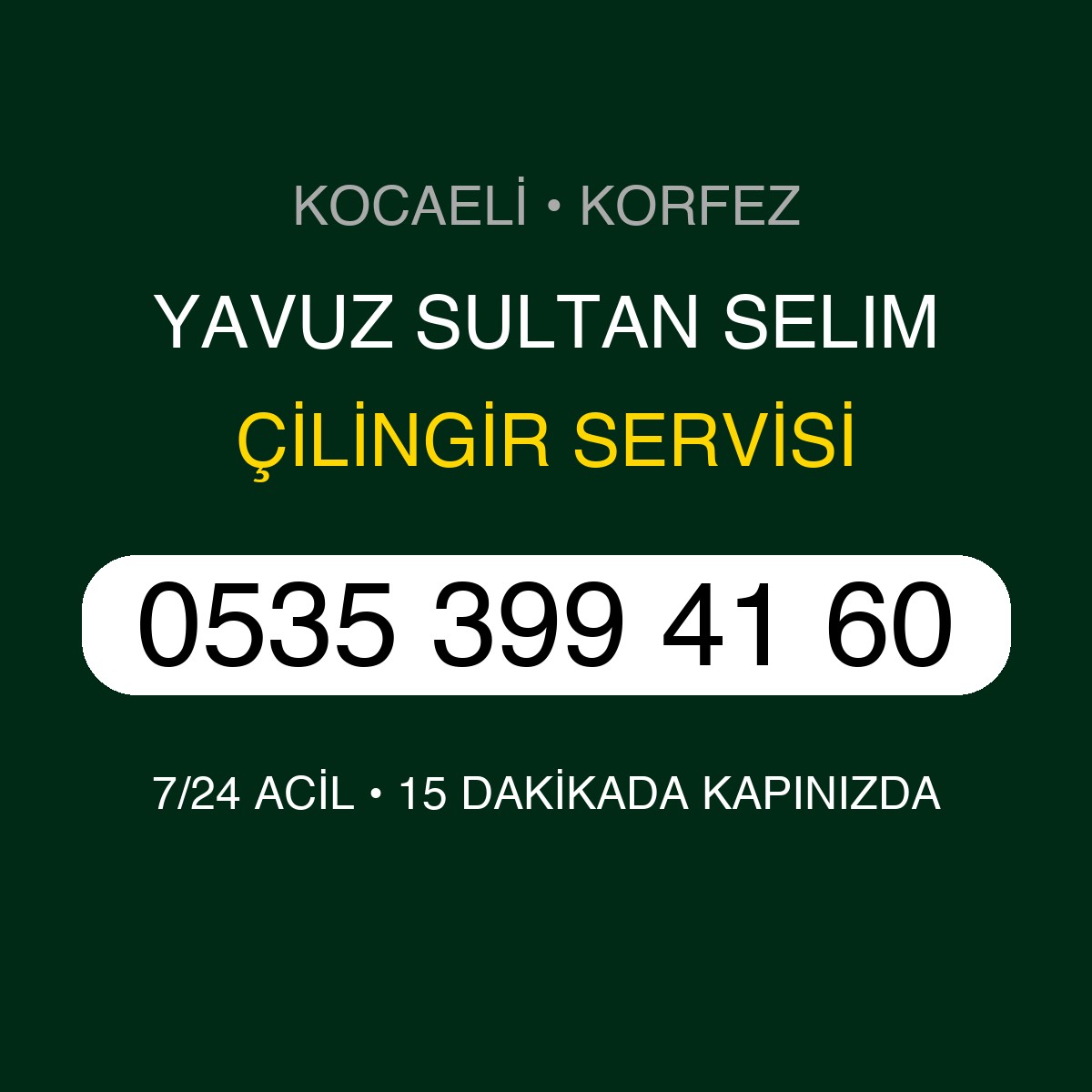YAVUZ SULTAN SELIM Çilingir 7/24 | 0535 399 41 60
