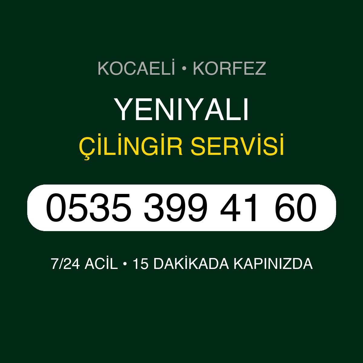 YENIYALI Çilingir 7/24 | 0535 399 41 60