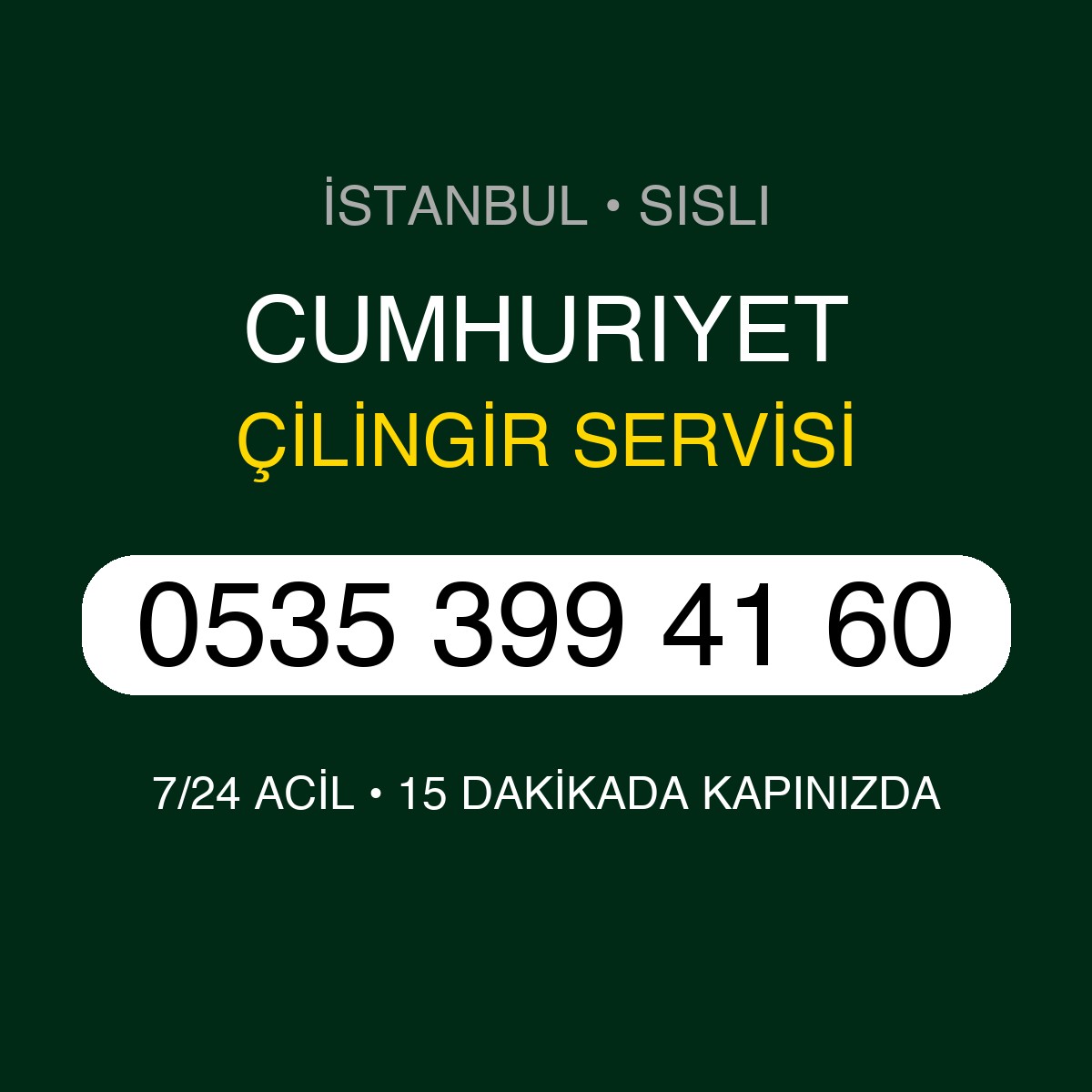 CUMHURIYET Çilingir 7/24 | 0535 399 41 60