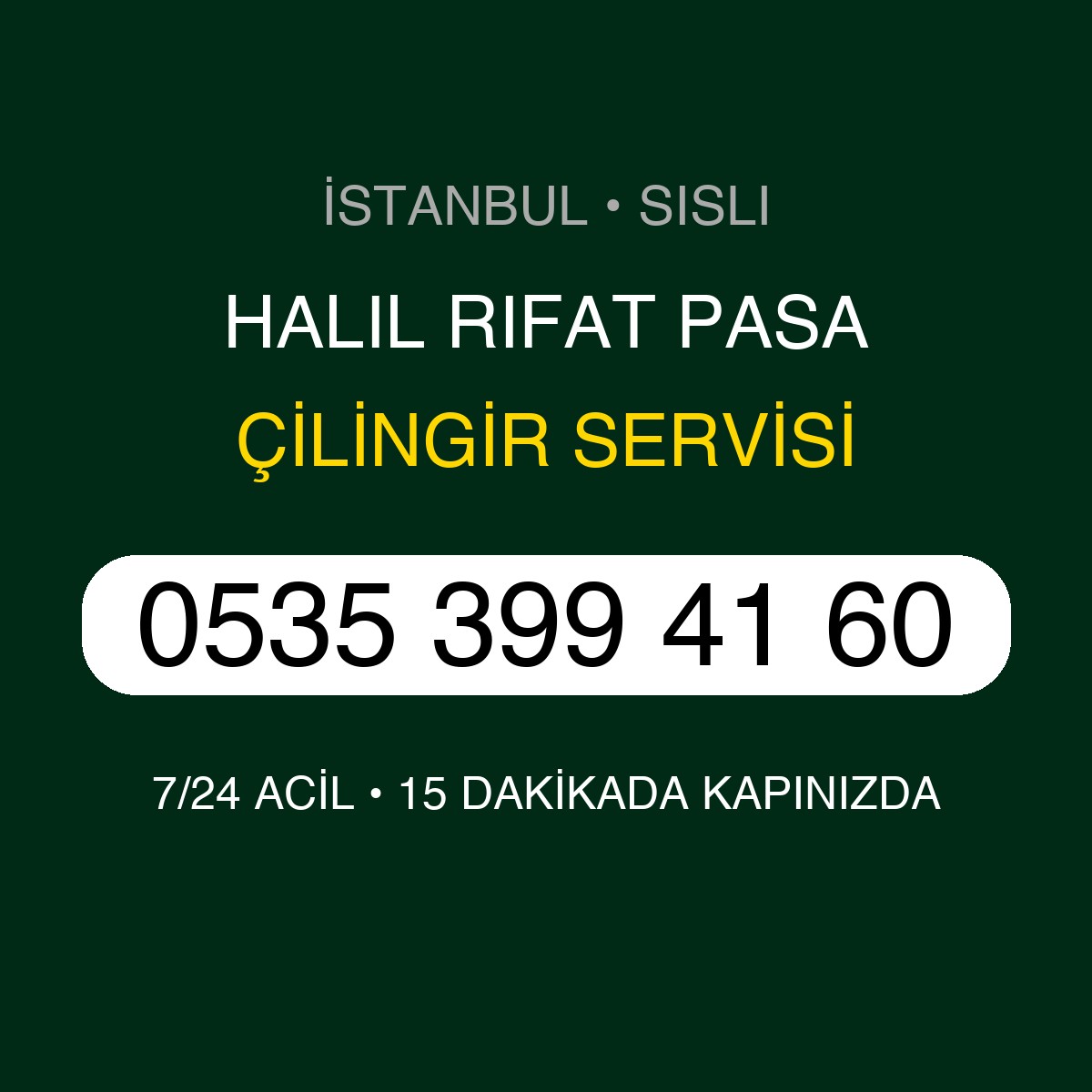 HALIL RIFAT PASA Çilingir 7/24 | 0535 399 41 60