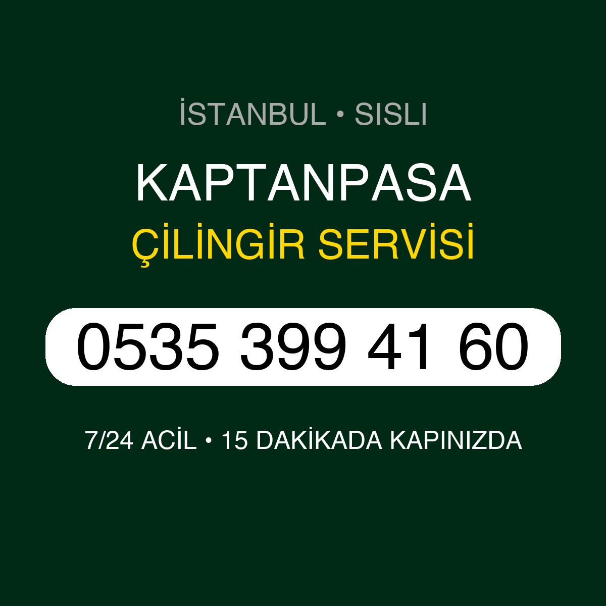 KAPTANPASA Çilingir 7/24 | 0535 399 41 60