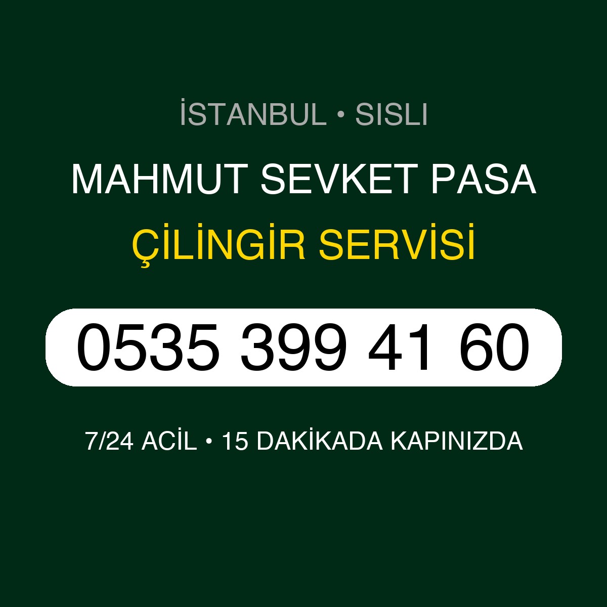 MAHMUT SEVKET PASA Çilingir 7/24 | 0535 399 41 60