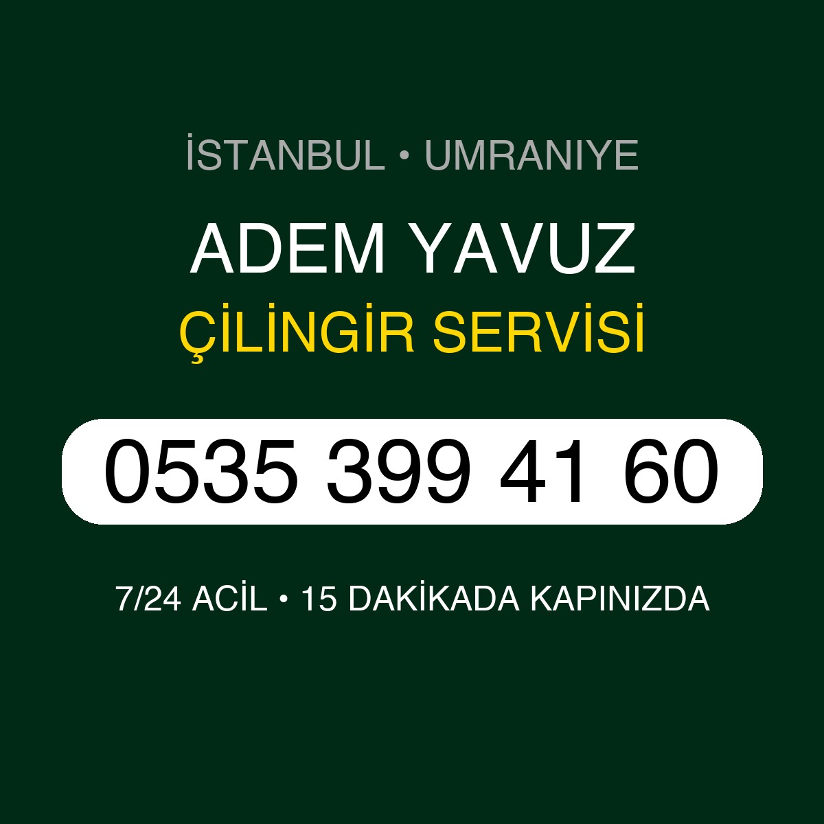 ADEM YAVUZ Çilingir 7/24 | 0535 399 41 60