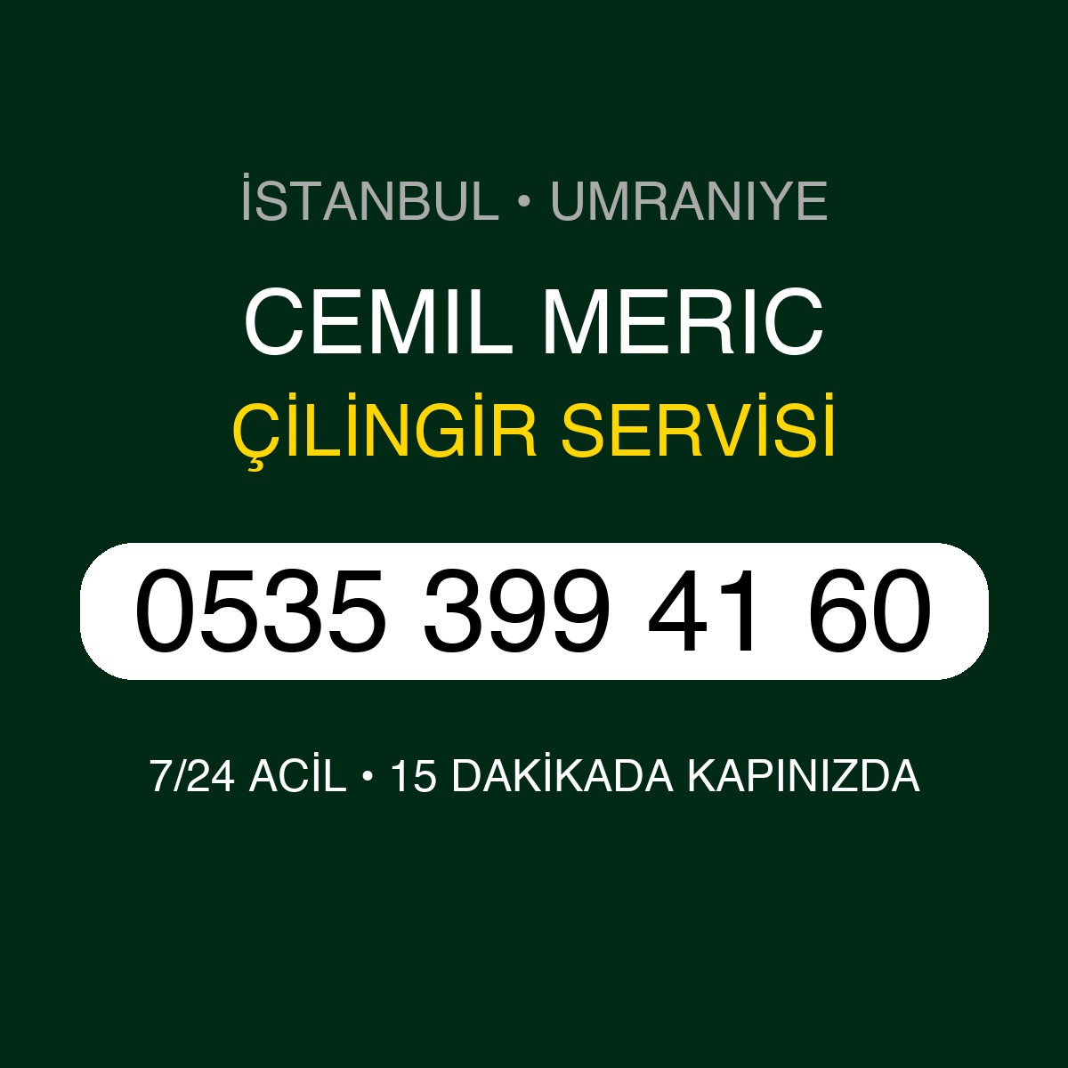CEMIL MERIC Çilingir 7/24 | 0535 399 41 60