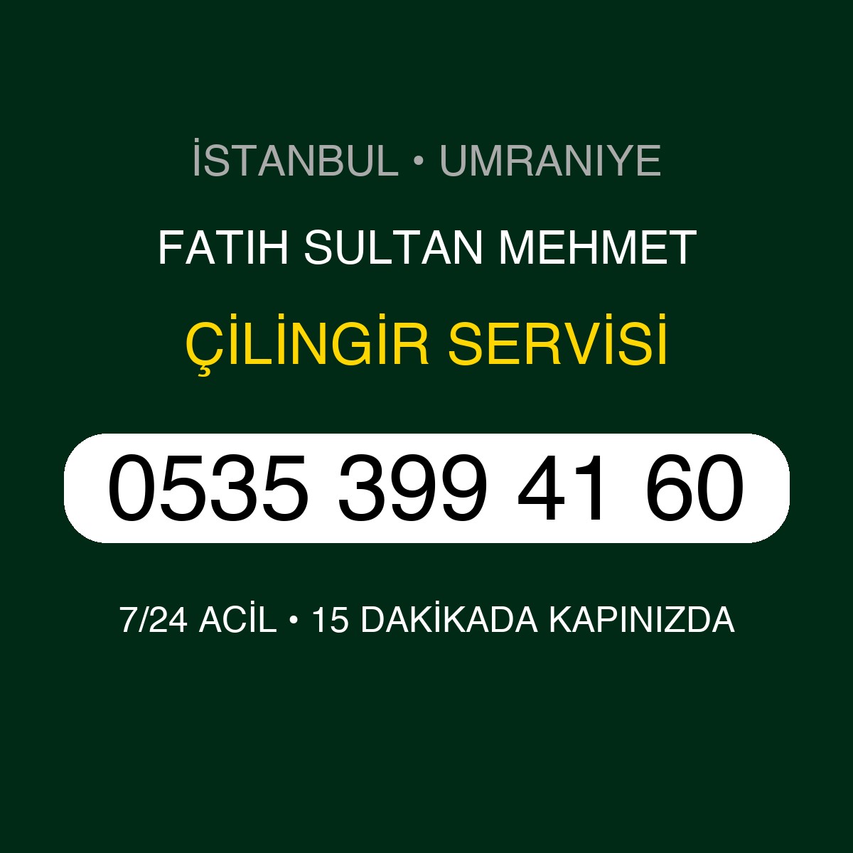 FATIH SULTAN MEHMET Çilingir 7/24 | 0535 399 41 60