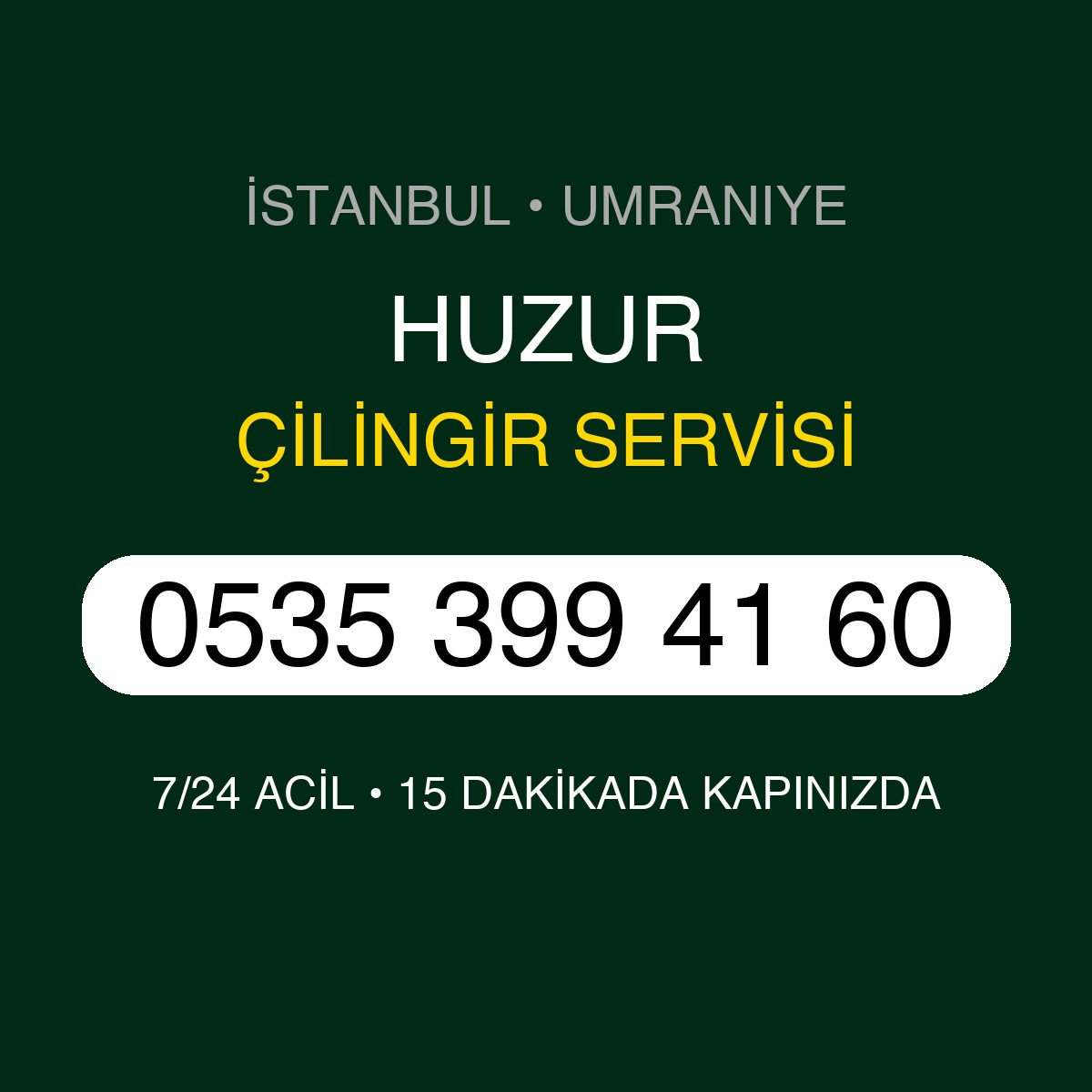 HUZUR Çilingir 7/24 | 0535 399 41 60