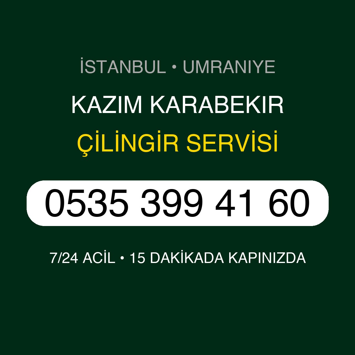 KAZIM KARABEKIR Çilingir 7/24 | 0535 399 41 60