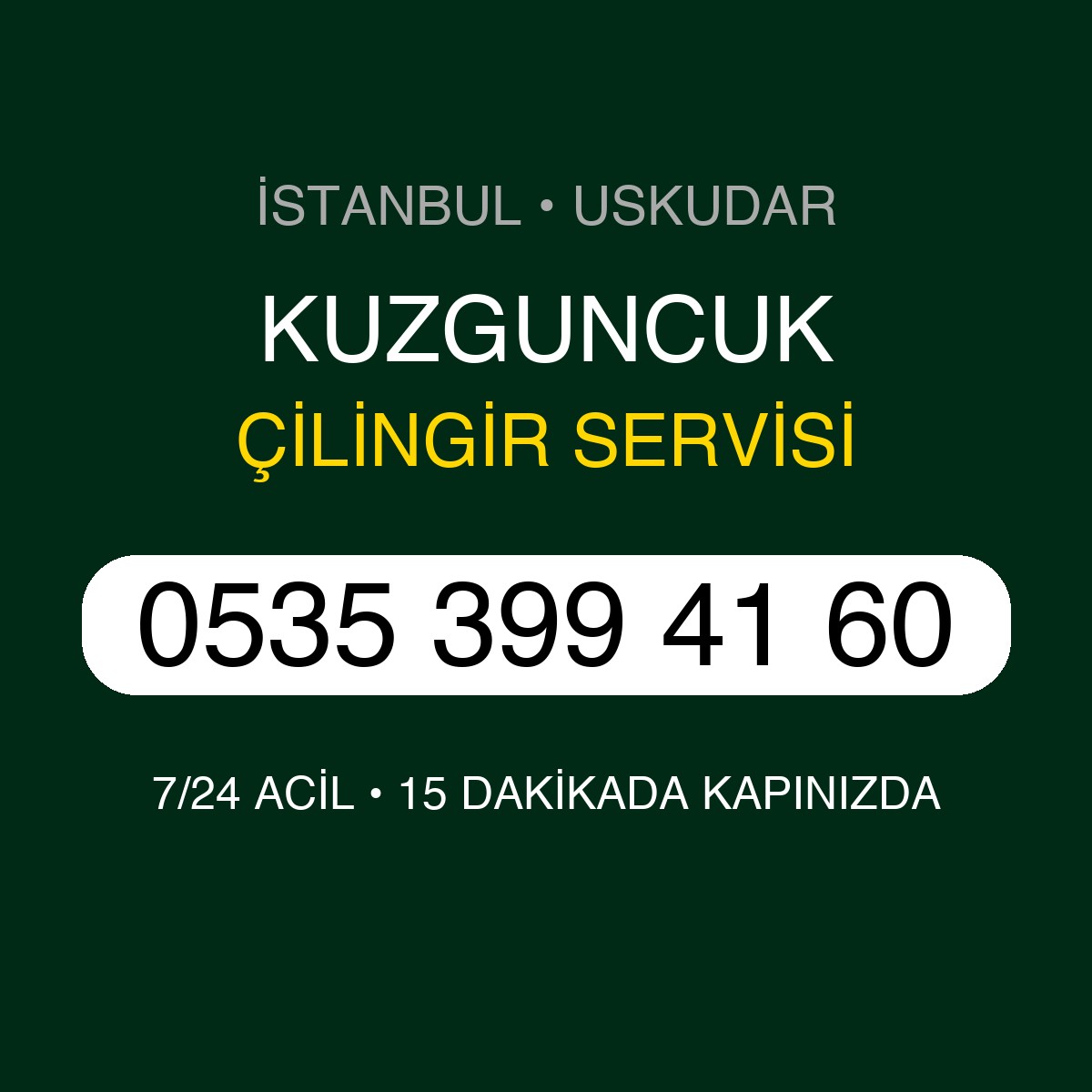 KUZGUNCUK Çilingir 7/24 | 0535 399 41 60